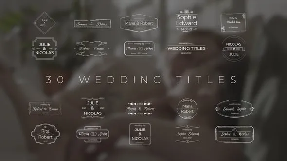 mogrt基本图形30个婚礼文字标题动画PR模板下载 Wedding Titles MOGRT