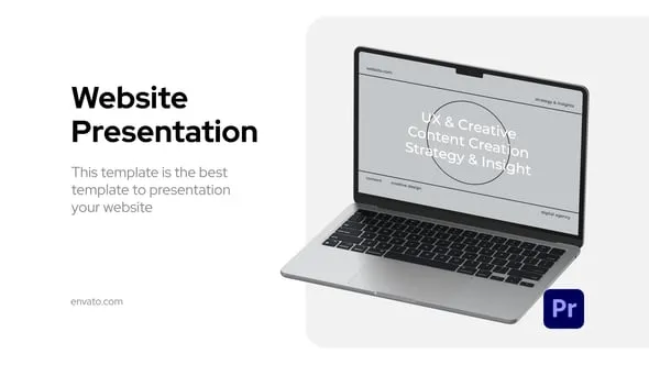 立体笔记本模型网站页面应用展示现代互联网宣传片PR模板下载 Clean Website Presentation for Premiere Pro