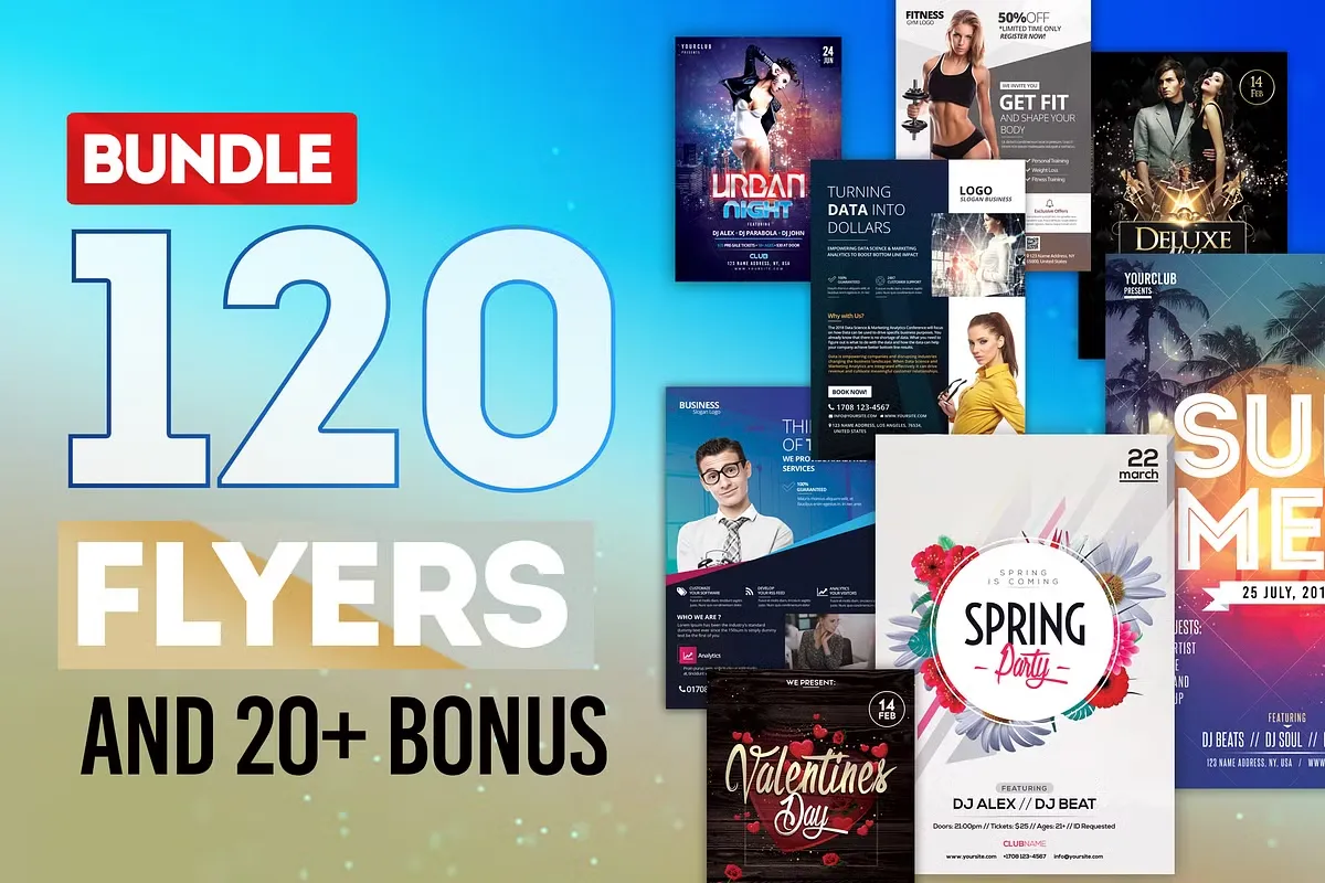 100+商业宣传广告设计派对聚会传单海报设计PSD模板合集 MEGA BUNDLE: 100+ Flyers Templates