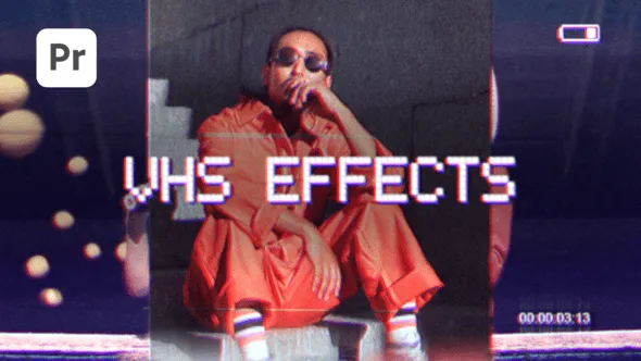 VCR和复古老电影设计效果色差故障VHS效果元素叠加PR模板下载 VHS Effects