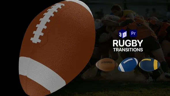 3D橄榄球动画过渡视频转场效果PR模板下载 Rugby Ball Transitions for Premiere Pro