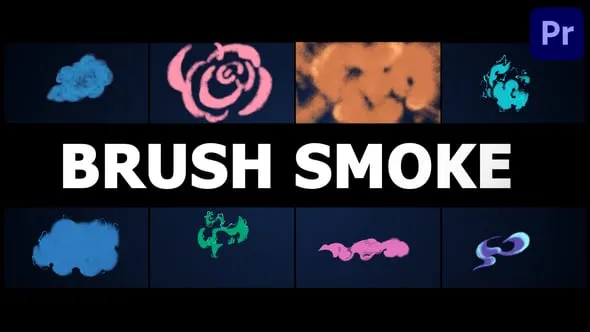 8个彩色烟雾元素PR模板下载 Brush Smoke Premiere Pro MOGRT