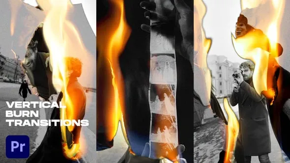 20个垂直分辨率燃烧过渡适合抖音短视频转场PR模板下载 Vertical Burn Transitions